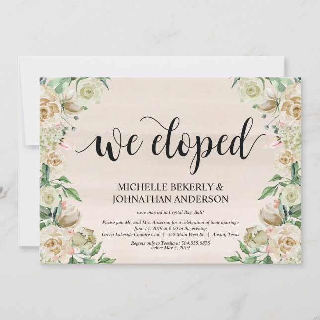 Nos escapamos, tarjeta de invitación de recepción  (Anverso)