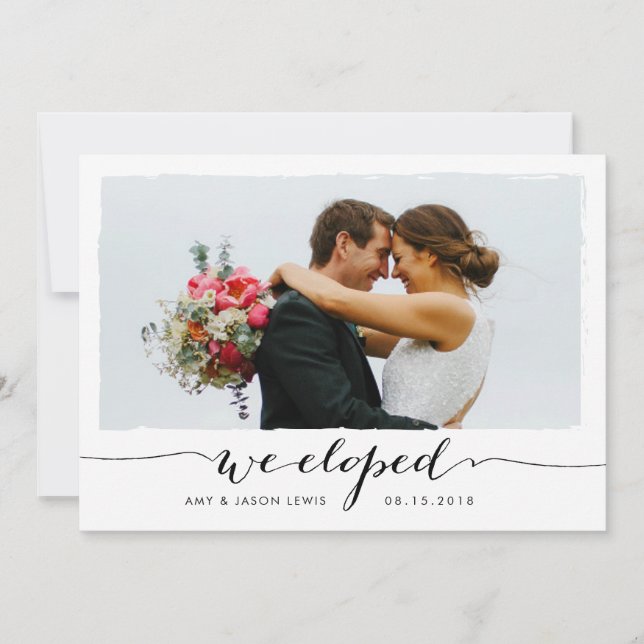 Nos Fugamos | anuncio de boda en foto blanco y neg (Anverso)