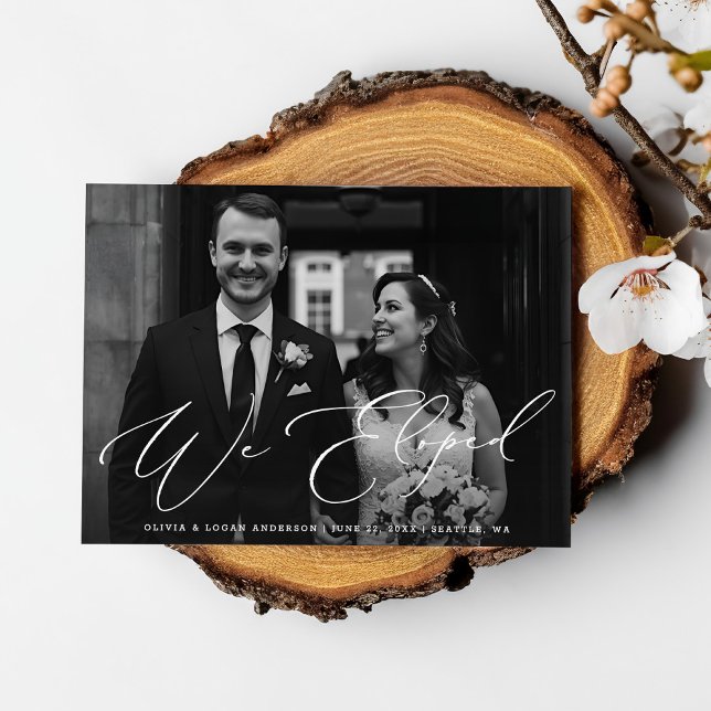 Nos Fugamos Escritura Moderna Anuncio de Boda Foto (Subido por el creador)