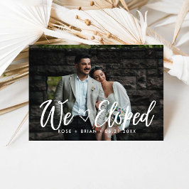 Nos Fugamos Tarjeta de Foto de Boda Romántica Eleg