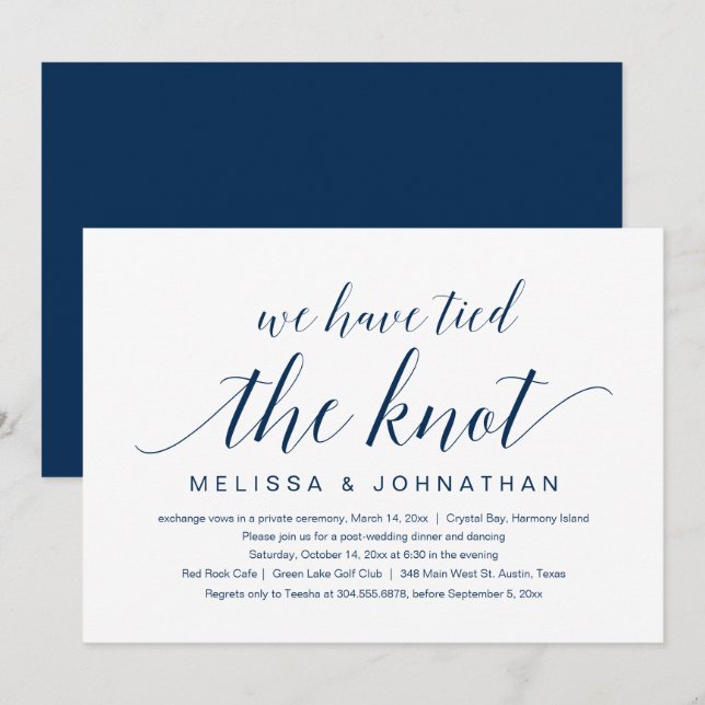 Nos hemos casado, Invitación de bodas de fuga (Anverso / Reverso)
