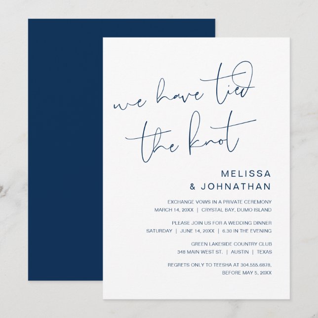Nos hemos casado, Invitación de Elopement de Boda (Anverso / Reverso)