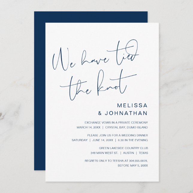Nos hemos casado, Invitación de fuga de la boda (Anverso / Reverso)