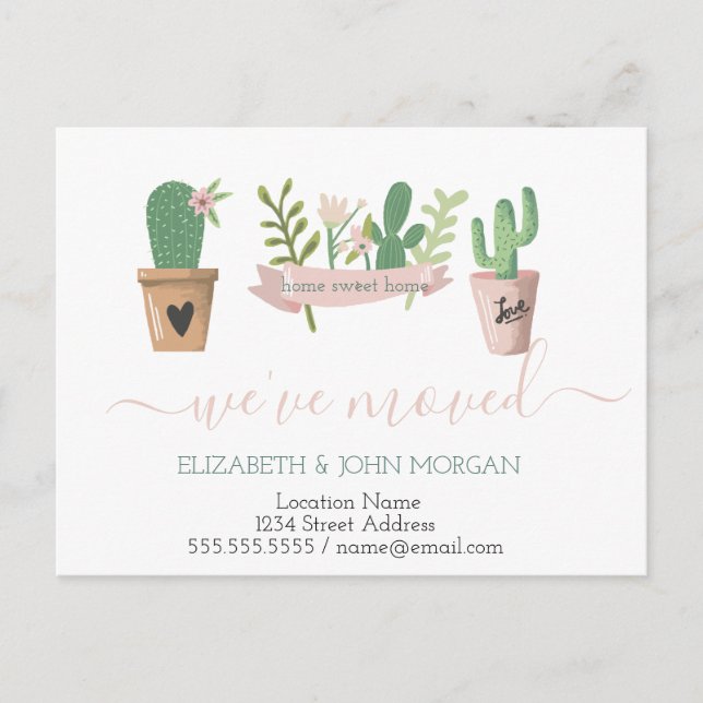 Nos hemos movido, tarjeta postal de Invitación de  (Anverso)