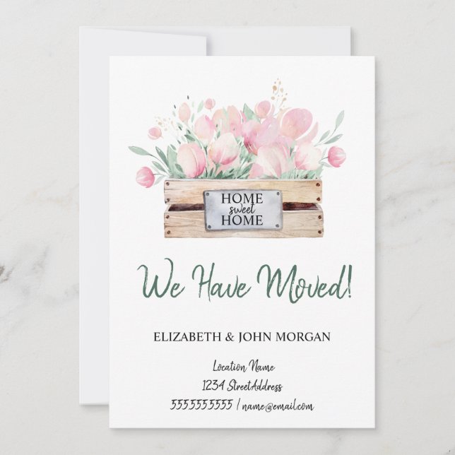 Nos Hemos Movido, Watercolor Flowers Box Moving (Anverso)