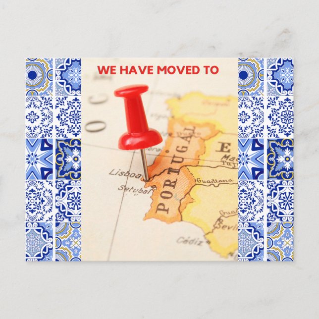 Nos hemos mudado a la postal de Portugal (Anverso)