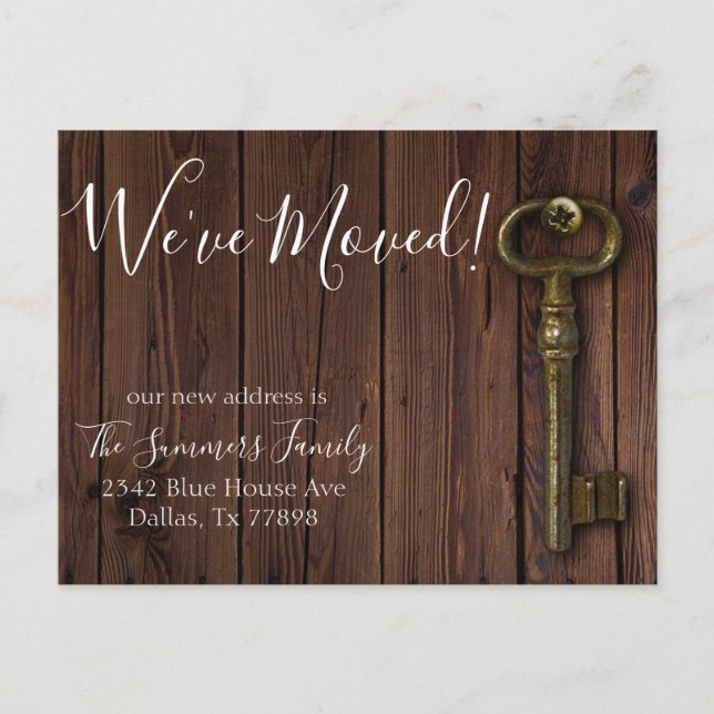 Nos hemos Mudado Anuncio de Nueva Dirección Madera (Anverso)