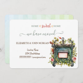 Nos Hemos Mudado, Buzón Vintage, Flores, Rayado