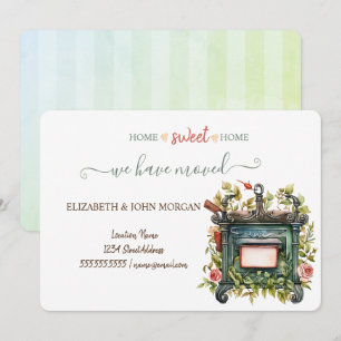 Nos Hemos Mudado, Buzón Vintage, Flores, Rayado