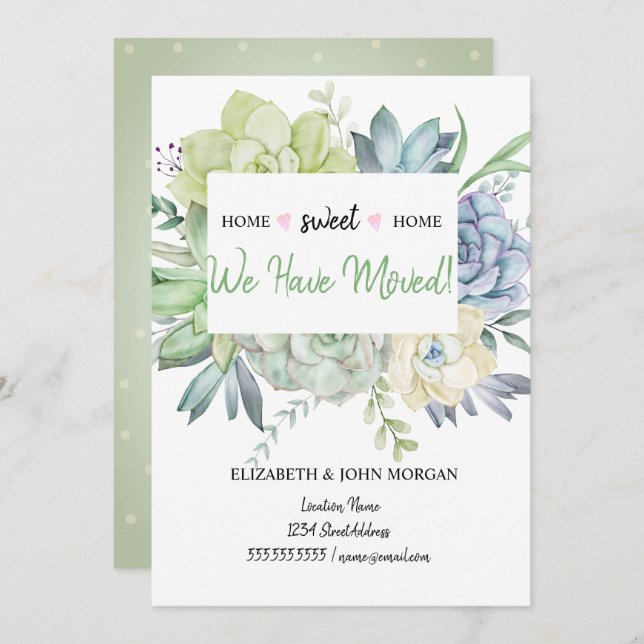 Nos Hemos Mudado, Cactus Suculenta Puntos De Polka (Anverso / Reverso)