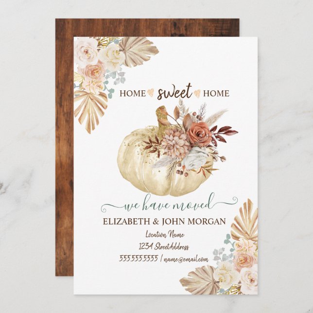 Nos Hemos Mudado, Calabaza, Flores De Otoño, Mader (Anverso / Reverso)