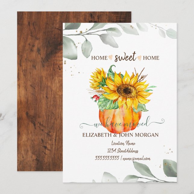 Nos Hemos Mudado, Calabaza, Hojas, Sombras, Madera (Anverso / Reverso)