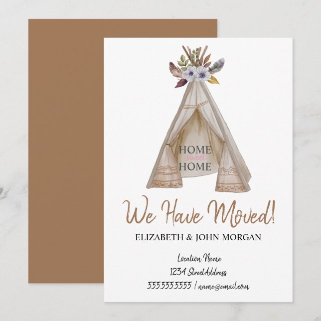 Nos hemos mudado, carpa floral móvil (Anverso / Reverso)