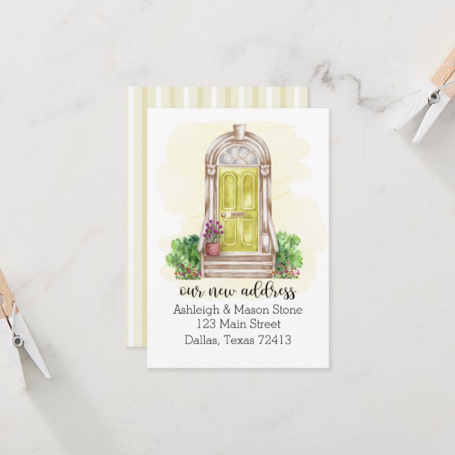 Nos hemos mudado de Invitación móvil puerta amaril (Anverso/Reverso In Situ)