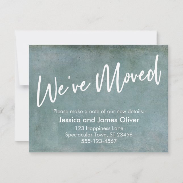 Nos hemos mudado en la Invitación de grunge azul c (Anverso)