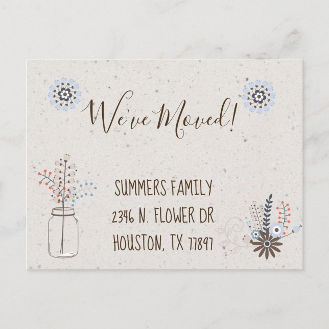 Nos hemos mudado Floral Nuevo anuncio de dirección (Anverso)