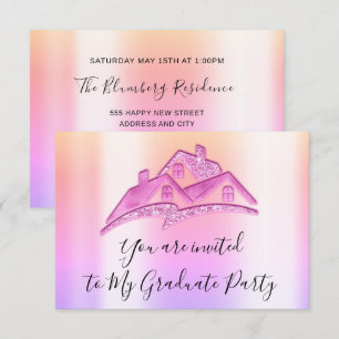 Nos hemos mudado Invitación de bienvenida rosa