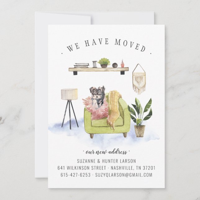Nos Hemos Mudado | Invitación Yorkie Moving (Anverso)