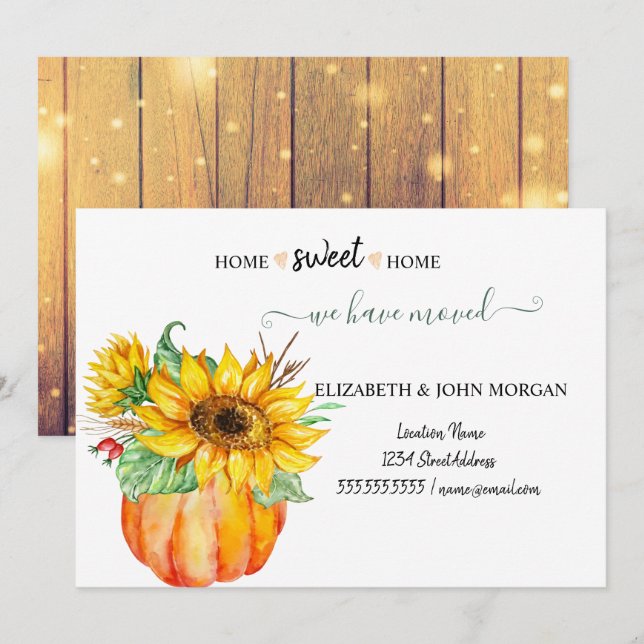 Nos Hemos Mudado, Madera, Calabaza, Girasoles (Anverso / Reverso)