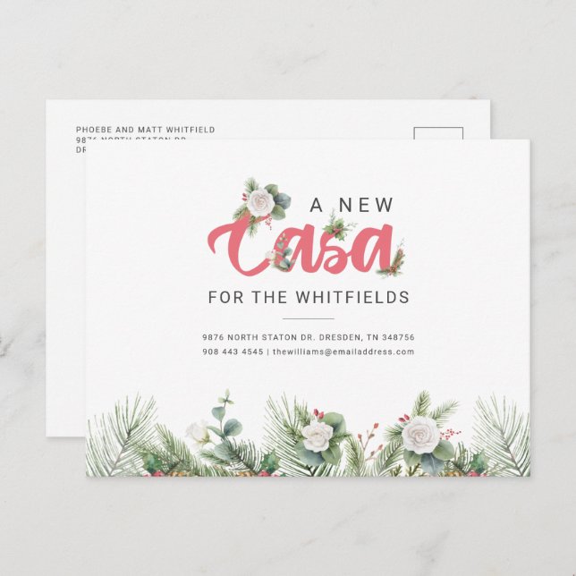 Nos hemos mudado Tarjeta floral de boda Dirección (Anverso / Reverso)