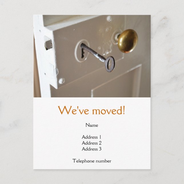 Nos hemos mudado Tarjeta postal con una puerta vie (Anverso)