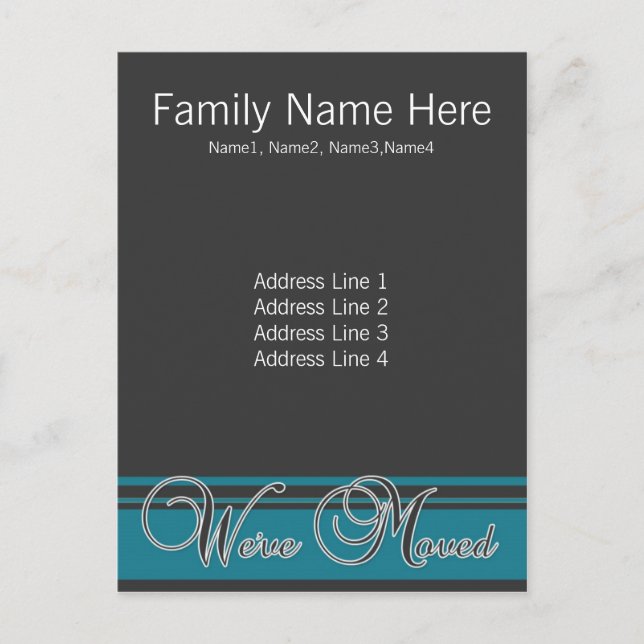 ¡Nos hemos mudado - Tarjeta postal de cambio de di (Anverso)