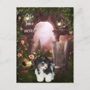 "Nos hemos mudado" Tarjeta postal Shih Tzu