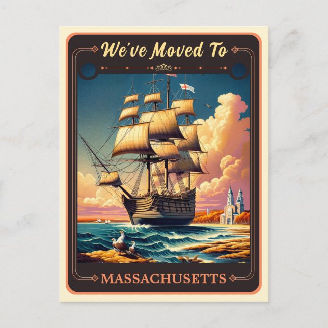 Nos Mudamos a Massachusetts | Tarjeta Postal Antig (Anverso)