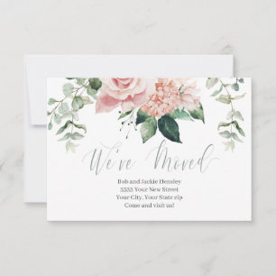 Nos Mudamos Anuncio de Escritura Floral Verde Rosa