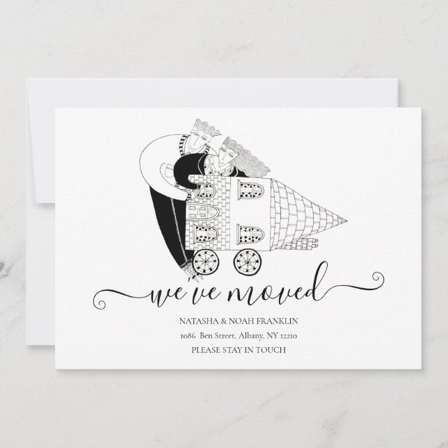 Nos Mudamos Tarjeta Nueva Casa Blanco Y Negro (Anverso)