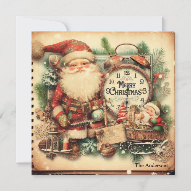 Nostálgico Retro Santa Claus Feliz Navidad (Anverso)