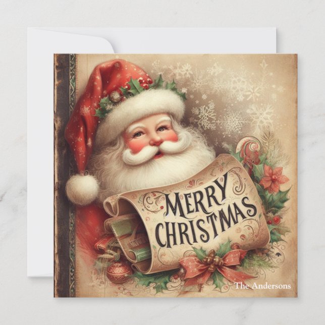 Nostálgico Retro Santa Claus Feliz Navidad (Anverso)