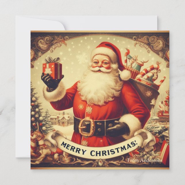 Nostálgico Retro Santa Claus Feliz Navidad (Anverso)