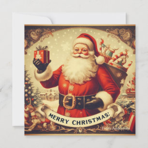 Nostálgico Retro Santa Claus Feliz Navidad