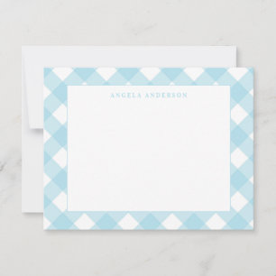 Nota a cuadros gingham azul claro pastel moderno