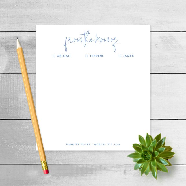 Nota a la escuela "De la mamá de", Bloc de notas a (Subido por el creador)