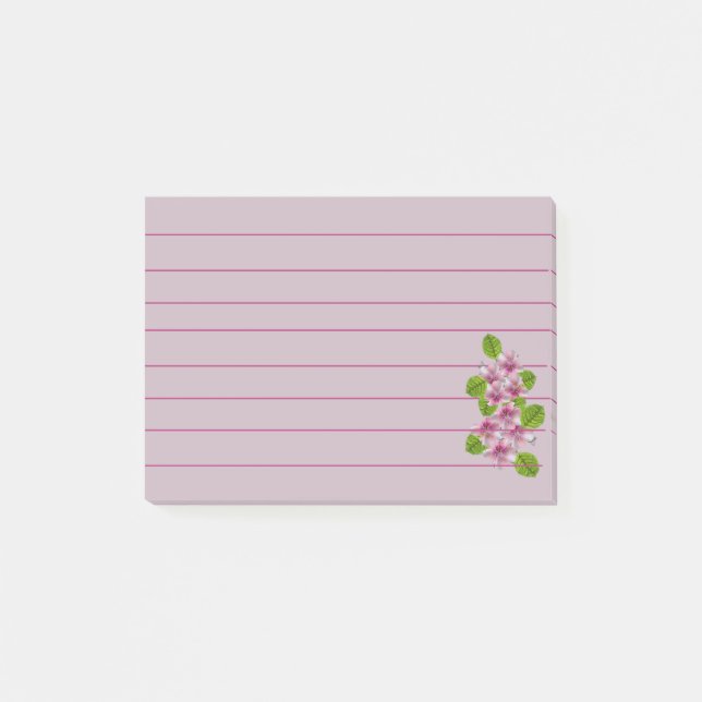 Nota Adhesiva de Flor Rosa (Anverso)
