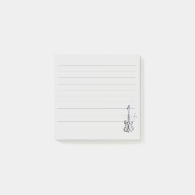 Nota adhesiva de guitarra plateada (Anverso)