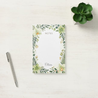 Nota Adhesiva Floral de Verde Botánico Personaliza