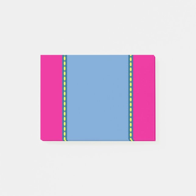 Nota adhesiva rosa, azul y amarilla (Anverso)