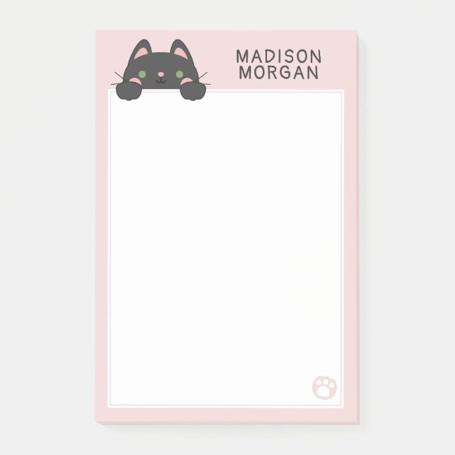 Nota Adhesiva Rosa Monada Gatito & Huellas ¡Añade  (Anverso)