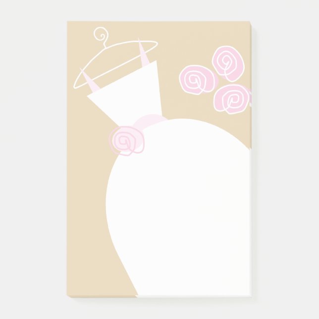 Nota adhesiva vertical de vestido de novia rosa be (Anverso)