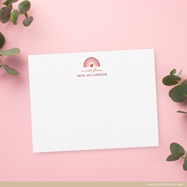 Nota Adorable De Nombre Del Maestro Nota (Card shown is 4.25 x 5.5 inches. Choose size, paper, and corner style.)