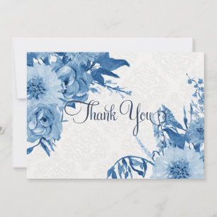 Nota de agradecimiento acuarela floral azul marino