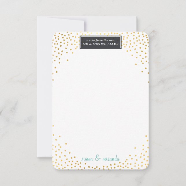 NOTA DE AGRADECIMIENTO BODA confeti de oro mini me (Anverso)