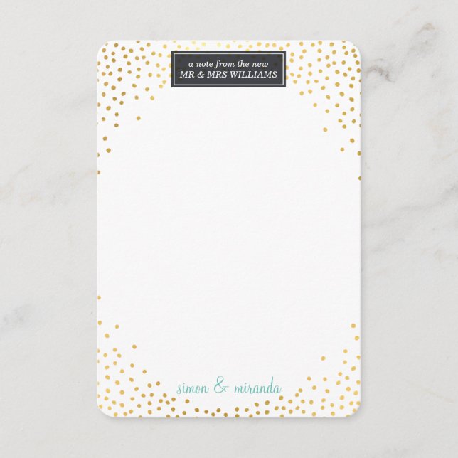 NOTA DE AGRADECIMIENTO BODA menta mini confeti dor (Anverso)