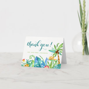 Nota de agradecimiento de acuarela floral tropical