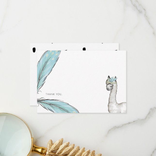 Nota de agradecimiento de Baby Shower Boho Lama (Anverso/Reverso In Situ)
