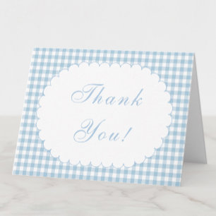 Nota de agradecimiento de baby shower de azul polv