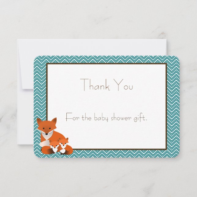 Nota de agradecimiento de Baby Shower de Fox Twins (Anverso)